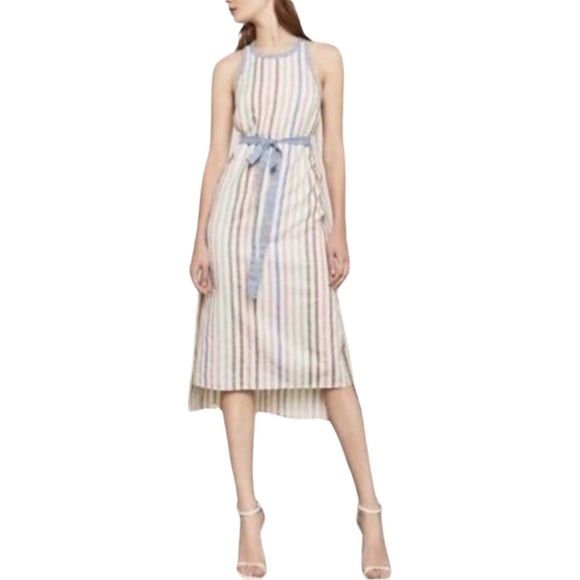 BCBGMaxAzria Striped Crisscross Back Midi  Wrap Dress - Picture 1 of 16